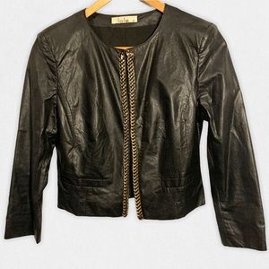 Lola vegan leather chain cropped jacket